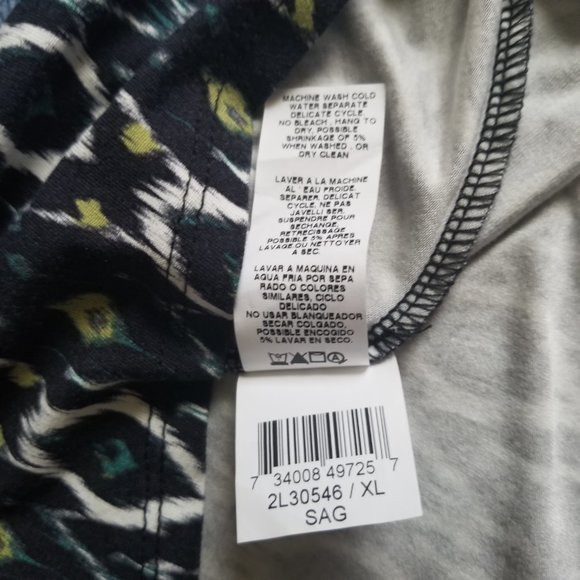 NWOT Karen Kane Ikat Print Crew-neck Cap-sleeve Hi-Lo Elliptical Top Made in USA - Picture 6 of 11